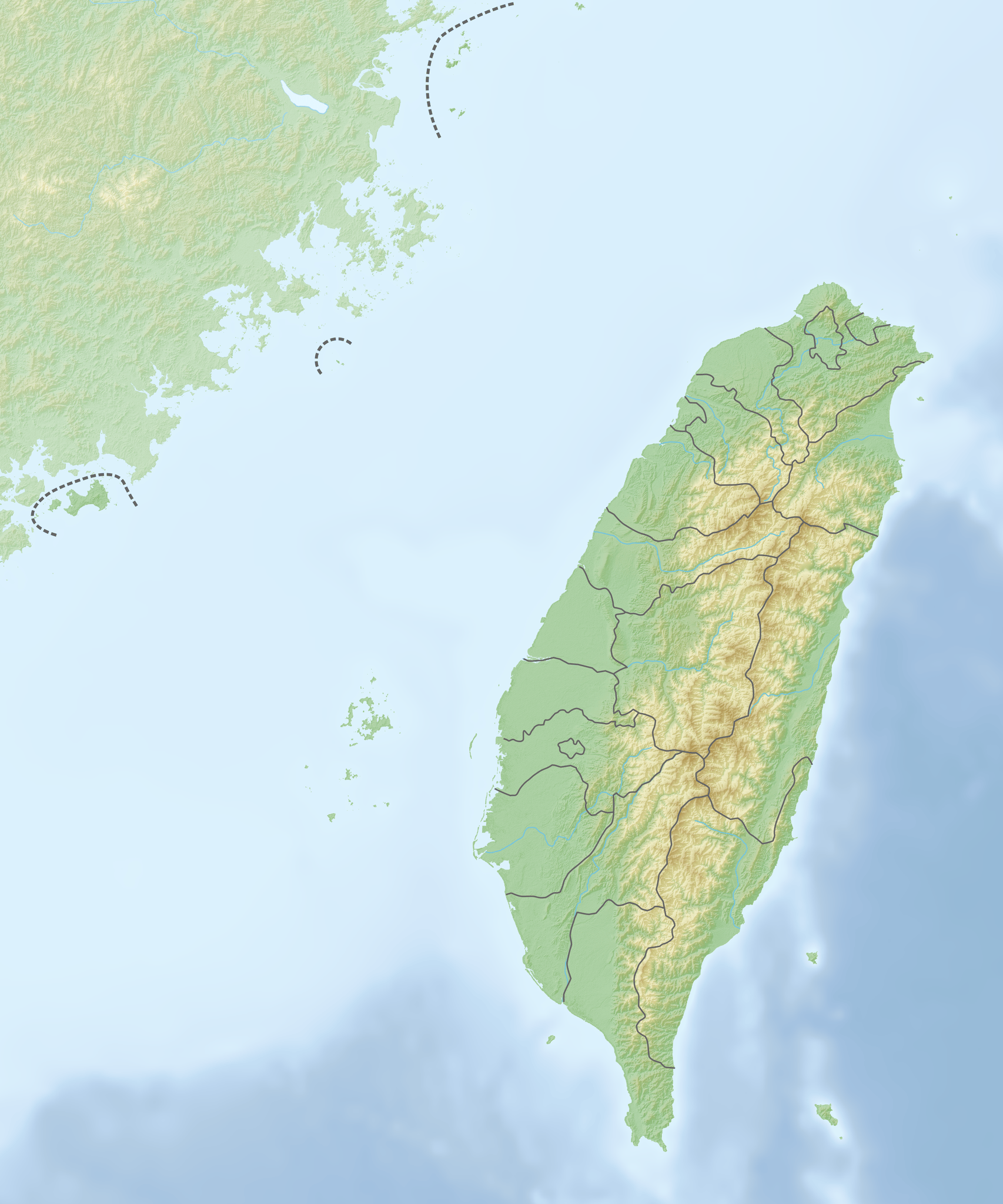 Reliefkarte Taiwan (Quelle Wikipedia)